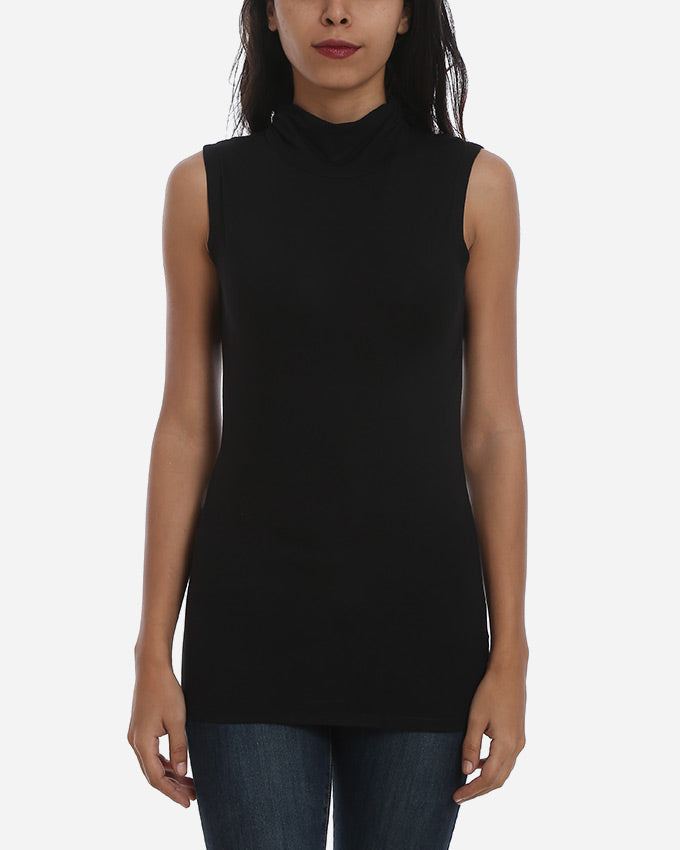 Black Top with pleated half-neck