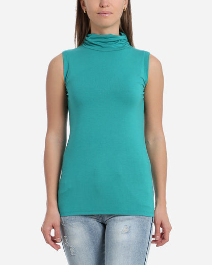 TOP WITH PLEATED HALF NECK