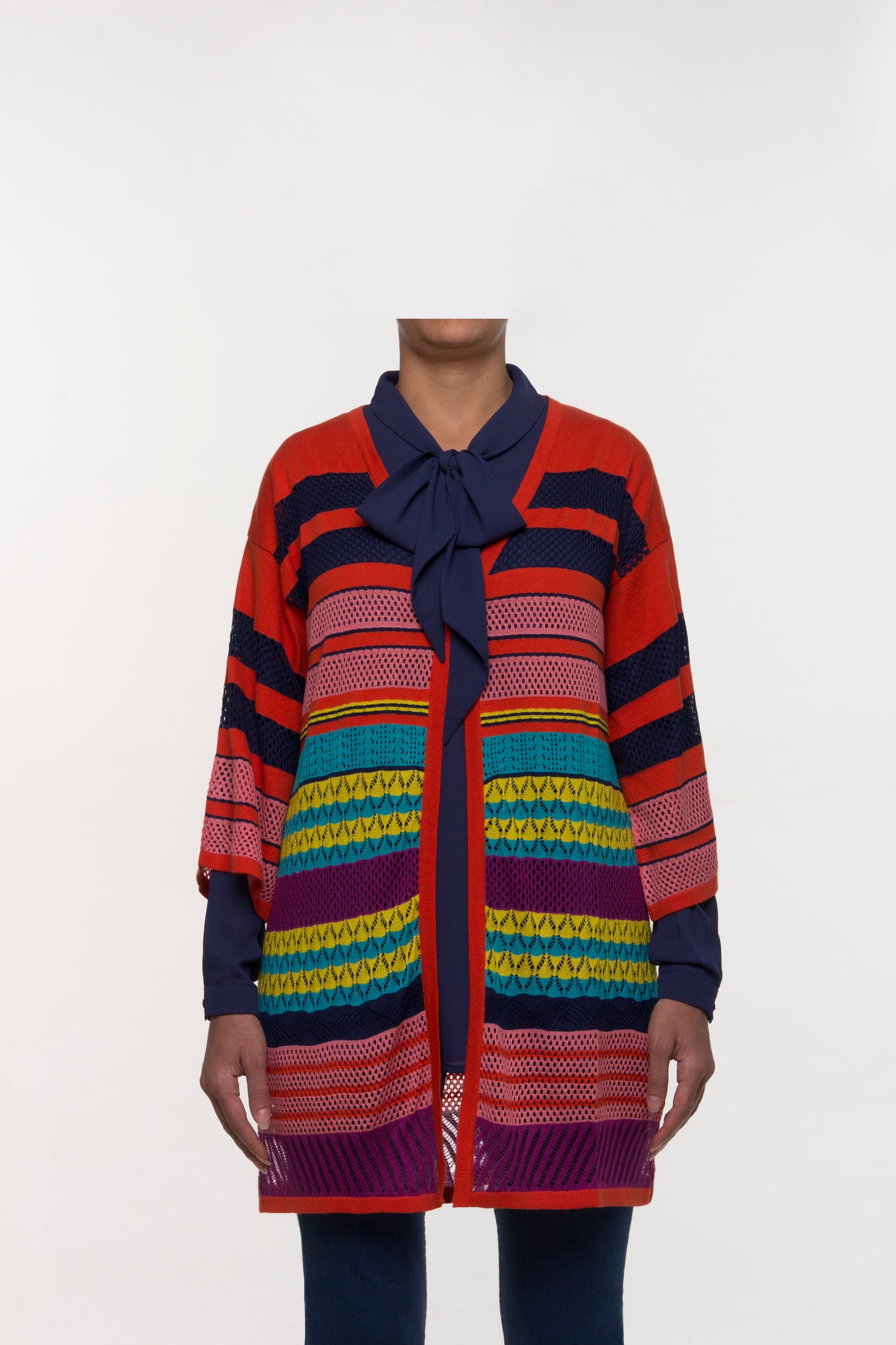 Knitwear Multi Colored Jacket With Kimono Sleeves