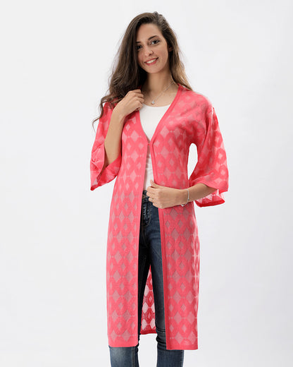Pink Long Knitwear Jacket