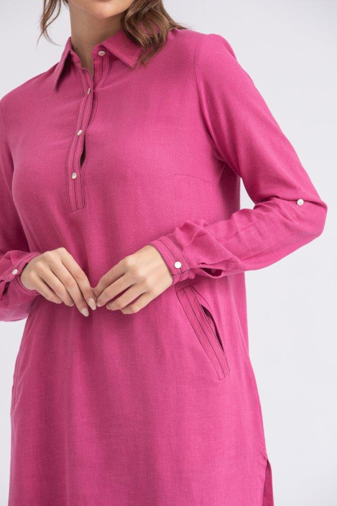 Long basic cotton linen blouse
