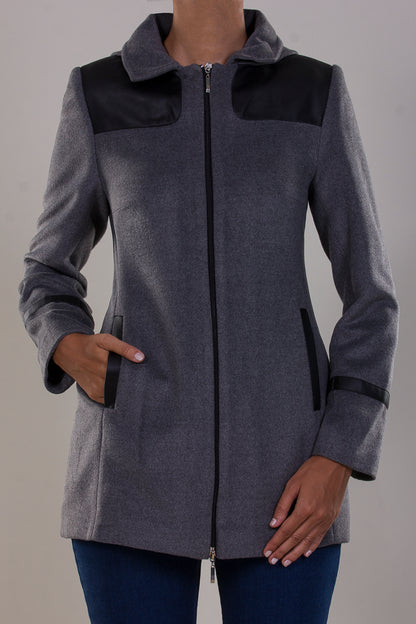 Grey Long Hooded Jacket