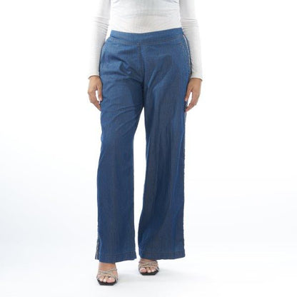 Wide cut light cotton jeans pants