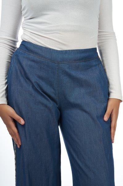 Wide cut light cotton jeans pants