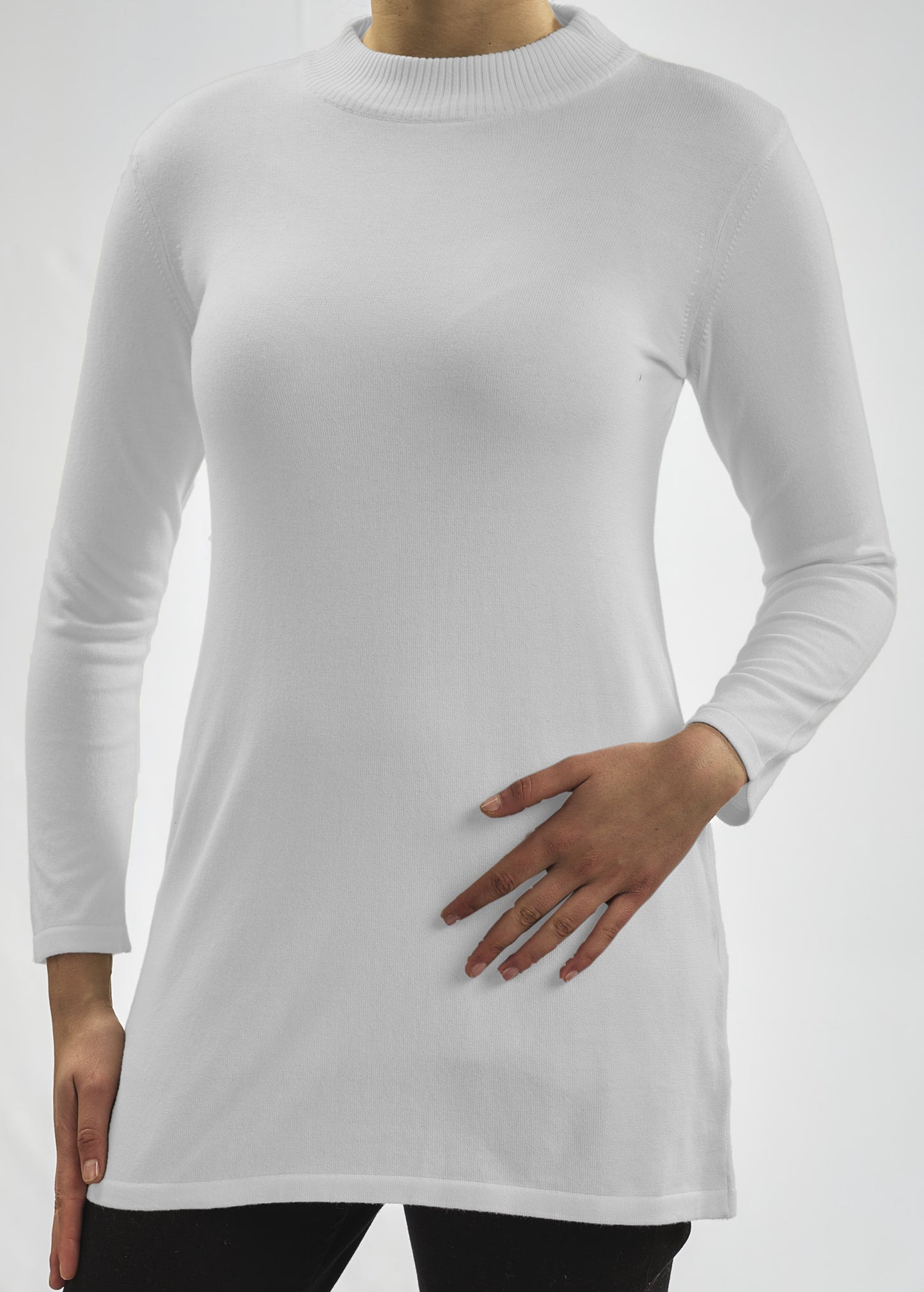 Long Cotton Knitwear Round Neck Basic Blouse With Several Colors