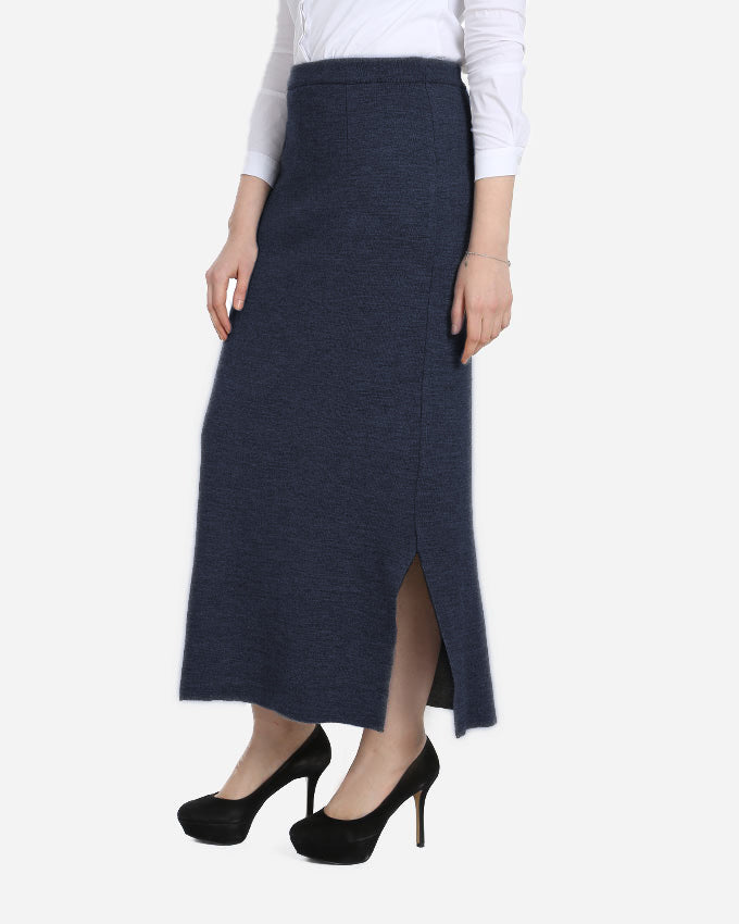 Knitwear Extra Fine Merino Wool Skirt With Elastic Waist For Extra Comfort